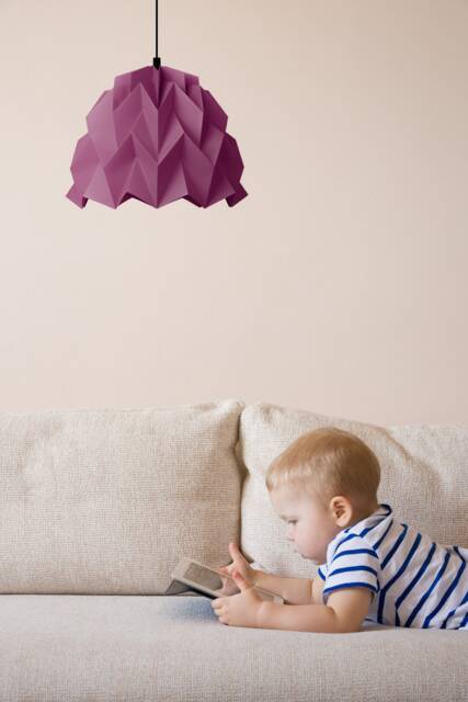 Origami Lampshade Plum Paper Hanging Light - image 1