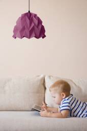 Origami Lampshade Plum Paper Hanging Light - thumbnail 1