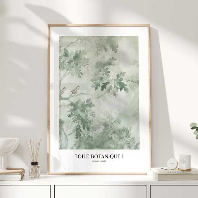 Toile Botanique I Print, Sage Green Botanical Wall Art, Vintage Bird Poster, French Country Cottage Decor, Gallery Wall, Art - image 1
