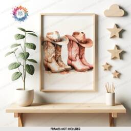 Watercolour Western Nursery Prints - Set Of 3 Posters - Sister Girl Room Wall Art Boho Country Cow Gift Kids Girls Bedroom Decor - thumbnail 3