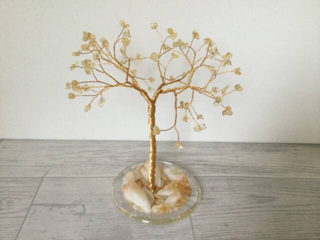 November Birthstone Gift. Handmade Citrine Gemstone Tree. Crystal Birthday Large Wire Sculpture. Gem Tree Of Life. Home Decor - image 1