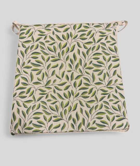 Green Leaves Tapered Chair Pads - Linen-Look, Extra Thick Seat Cushion - image 1