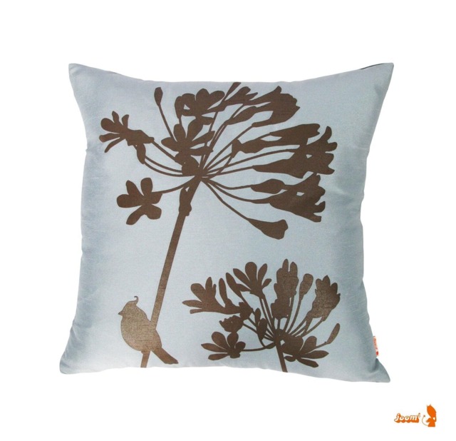 Blue Grey Cardinal On Agapanthus 17 Inches Square Faux Silk Pillow Cover - image 1