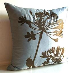 Blue Grey Cardinal On Agapanthus 17 Inches Square Faux Silk Pillow Cover - thumbnail 2