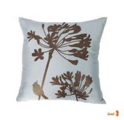 Blue Grey Cardinal On Agapanthus 17 Inches Square Faux Silk Pillow Cover - thumbnail 1