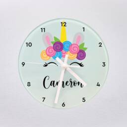 Personalised Unicorn Flower Crown Kids Clock - Children's Nursery/Bedroom Playroom Toddler Gifts Birthday For Girls Her - thumbnail 4