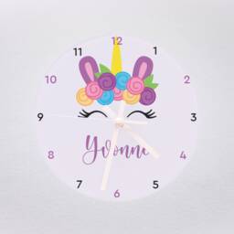 Personalised Unicorn Flower Crown Kids Clock - Children's Nursery/Bedroom Playroom Toddler Gifts Birthday For Girls Her - thumbnail 2