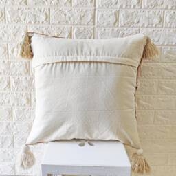 Gray Embroidered Tufted Textured 100% Raw Cotton Hand Dyed 18x18 , 20x20 22x22 24x24 Inches Decorative Boho Throw Pillow Cover - thumbnail 4