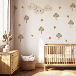 Woodland Tree Wall Decals Nursery Stickers Neutral Decor Cloud Forest Peel & Stick Kids - thumbnail 2