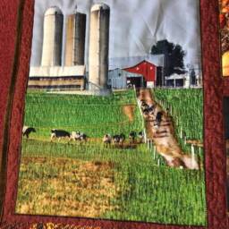 Fall Harvest Country Farm Fiber Art Handmade Quilted Living Wall Hanging Decor Farmer Gift Ideas - thumbnail 2