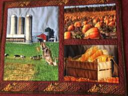 Fall Harvest Country Farm Fiber Art Handmade Quilted Living Wall Hanging Decor Farmer Gift Ideas - thumbnail 1