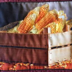 Fall Harvest Country Farm Fiber Art Handmade Quilted Living Wall Hanging Decor Farmer Gift Ideas - thumbnail 3