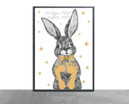 Babies 1st Easter Footprint Bunny Rabbit Print, Custom , Personalised Keepsake A4- Baby Boy - New Baby - thumbnail 1