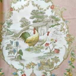 P. Kaufmann County Fair - Pink Window Valance Corded Lined Rod Pocket Scalloped French Country Toile Cotton - thumbnail 2