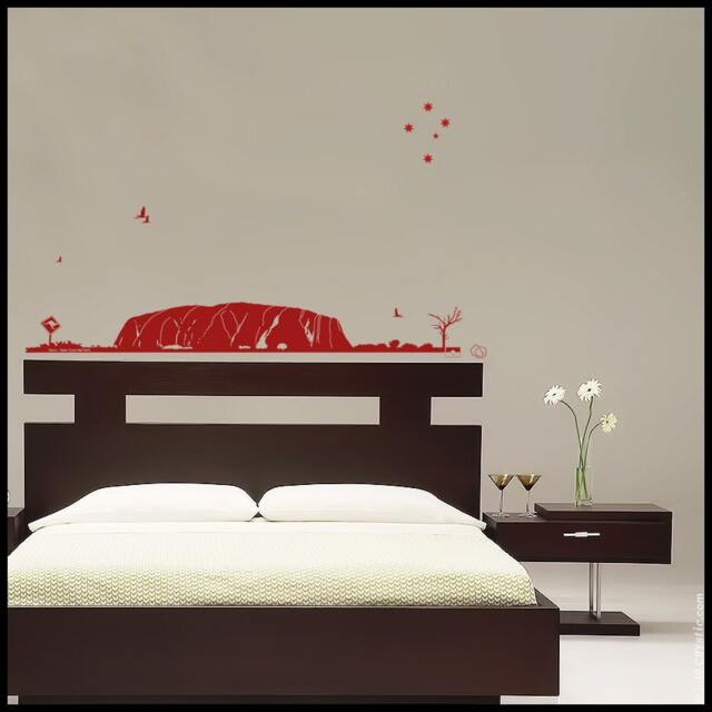 Uluru Australia Wall Decal Aboriginal Art, Kangaroos & Southern Cross - image 1