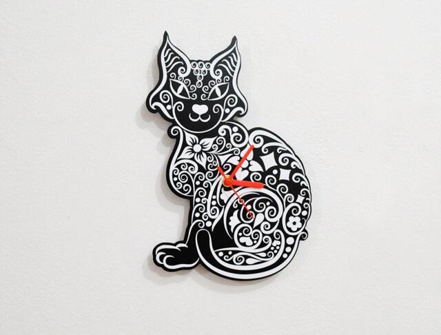 Tribal Cat - Wall Clock - image 1
