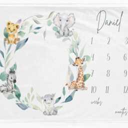 Safari Milestone Blanket Personalised, Custom Month Baby Mat, Monthly Photo Gift, Personalised - thumbnail 2