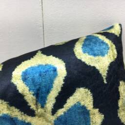 Ikat Lumbar Pillow Cover, Handwoven Silk Accent Cushion - 10x24 - thumbnail 3
