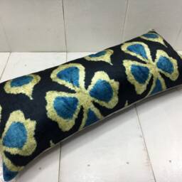 Ikat Lumbar Pillow Cover, Handwoven Silk Accent Cushion - 10x24 - thumbnail 4