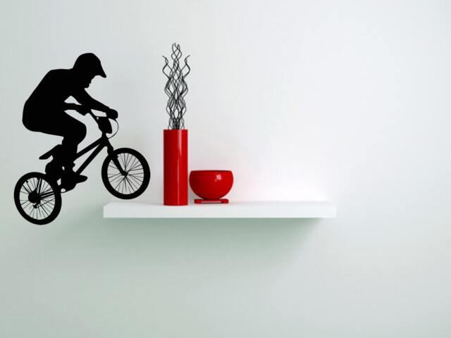 Wall Decals Bike Sport Jumping Bicycle Cycle Home Vinyl Decal Sticker Kids Nursery Baby Room Decor V145 - image 1
