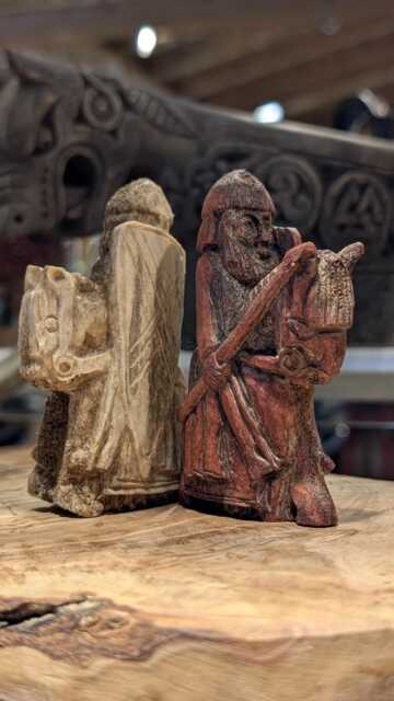 Lewis Chessmen Replica Knights - Hand Carved Antler Chess Pieces Viking Medieval Set - image 1