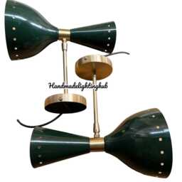 Green Brass Sputnik Double Sconce Mid-Century Modern Vanity Light - thumbnail 3