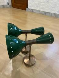 Green Brass Sputnik Double Sconce Mid-Century Modern Vanity Light - thumbnail 1