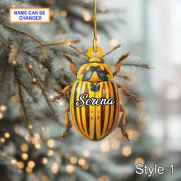 Custom Name Dry Pressing Leptinotarsa Personalized Ornament, Christmas Tree Hanging Decor, 2D Flat Acrylic Ornament Holiday Gift - thumbnail 2