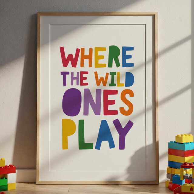 Where The Wild Ones Play, Rainbow Playroom Prints, Wall Art, Boys Bedroom Decor, Toddler Bedroom, Nursery Colourful - image 1