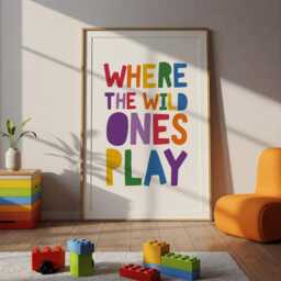 Where The Wild Ones Play, Rainbow Playroom Prints, Wall Art, Boys Bedroom Decor, Toddler Bedroom, Nursery Colourful - thumbnail 3