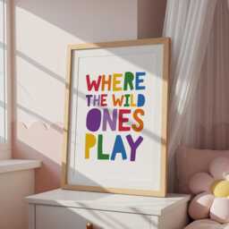 Where The Wild Ones Play, Rainbow Playroom Prints, Wall Art, Boys Bedroom Decor, Toddler Bedroom, Nursery Colourful - thumbnail 2