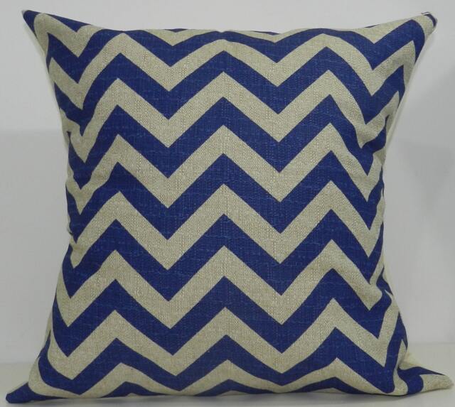 New 18x18 Inch Designer Handmade Pillow Case in Peacock & Taupe Chevron
