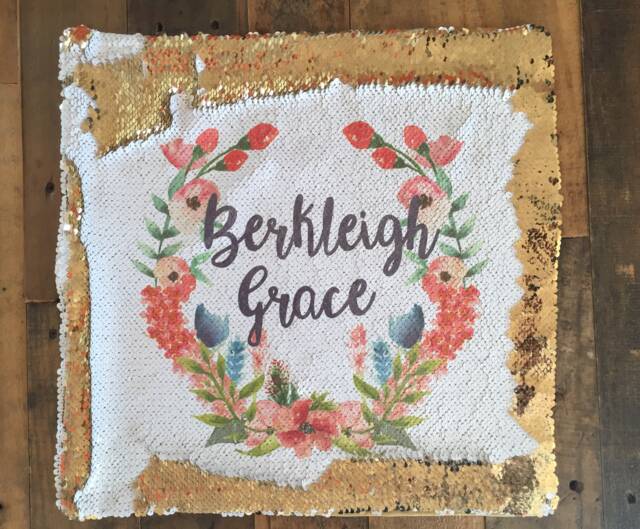 Sequin Pillow, Girls Babys Room Nursery Custom Name Baby Shower Gift - image 1