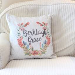 Sequin Pillow, Girls Babys Room Nursery Custom Name Baby Shower Gift - thumbnail 2