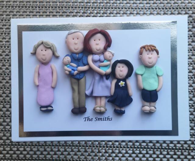 Personalised Family/ Group Portrait Birthday/ Mothers, Fathers Day Greeting Card By Hot Dough Creations - image 1