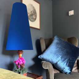 Royal Blue Cotton Cone Lampshade, Extra Tall Design