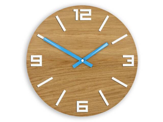 Large Wall Clock Arabic Wood - Silent With Blue Hands 33, 5cm/13, 19 - image 1
