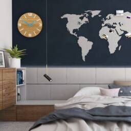 Large Wall Clock Arabic Wood - Silent With Blue Hands 33, 5cm/13, 19 - thumbnail 2
