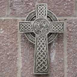 Celtic Cross Hanging Stone Plaque - Outdoor Garden Ornament Viking British - thumbnail 1
