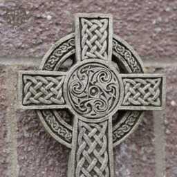 Celtic Cross Hanging Stone Plaque - Outdoor Garden Ornament Viking British - thumbnail 2