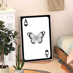 Butterfly Playing Cards Art Canvas Poster, Trendy Wall Art, Apartment Aesthetic Decor, Retro Home Printed Gift - thumbnail 3
