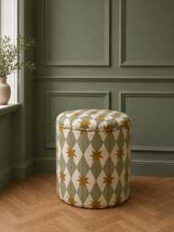 Dressing Table Pouffe in Ashleigh Mercia Starfall Green