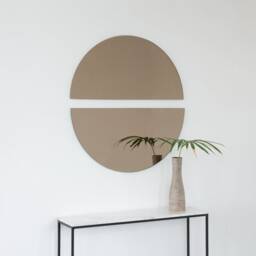 Set Of 2 Luna??? Half-Moon Semi-Circular Bronze Tinted Frameless Minimalist Round Mirrors - thumbnail 3