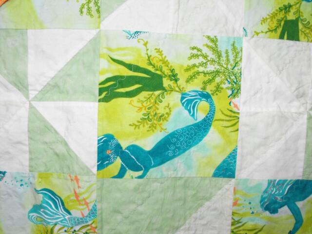 Mermaid, Girl Quilt, Gift For Girl, Green Blanket, Hand Made Bed Throw, Minky Chair Seafoam - image 1
