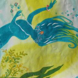 Mermaid, Girl Quilt, Gift For Girl, Green Blanket, Hand Made Bed Throw, Minky Chair Seafoam - thumbnail 2