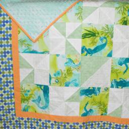 Mermaid, Girl Quilt, Gift For Girl, Green Blanket, Hand Made Bed Throw, Minky Chair Seafoam - thumbnail 3