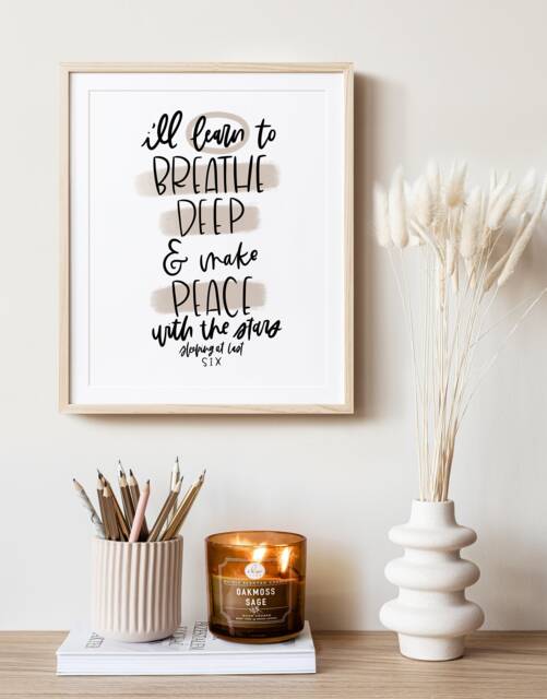 Enneagram 6 Sleeping At Last Lyrics Print - Gift Six Minimal Wall Art Office Decor Encouraging Gifts - image 1