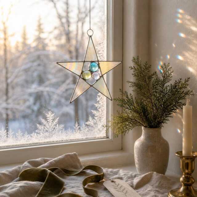 Holiday Stained Glass Ornament Bundle - Christmas Star Set - image 1