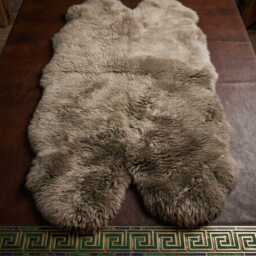 Large Xl Genuine Grey Sheepskin Rug 37X65 Inches, Real Wool Fur Hide Leather Back - thumbnail 3
