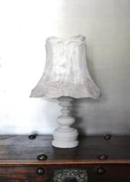 Table Lamp, Handfelted Lampshade On Painted Vintage Foot. Subtle Natural White & Wam-Gray Design. Made To Order - thumbnail 1